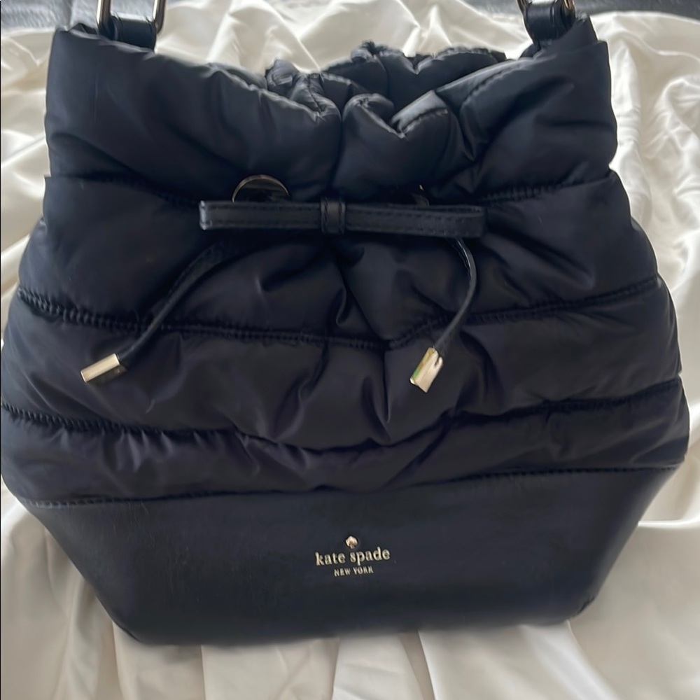 Kate Spade Black Quilted Shoulder Bag with Drawstring Closure